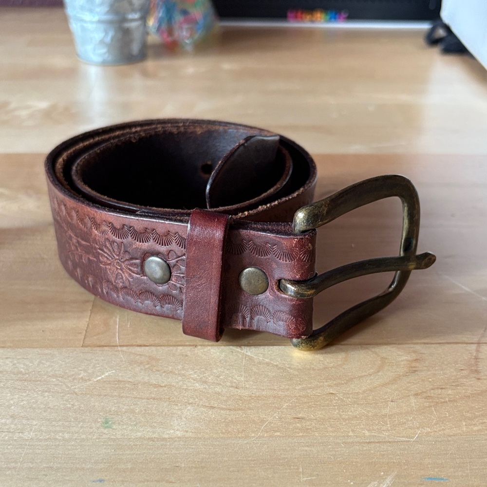 Old Navy Floral Embossed Brown Belt